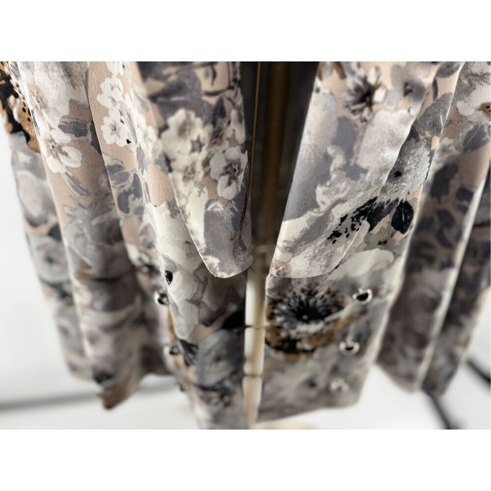 Calvin Klein Floral Print Open Front Blazer Women's Size 14 Gray White Black - Picture 11 of 13